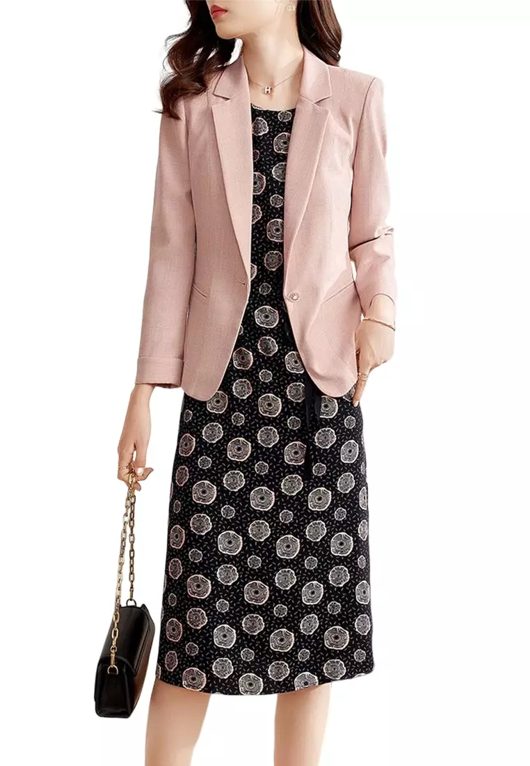 ONX.HK (2PCS) Temperament Suit Jacket + Printed Vest Dress Suit