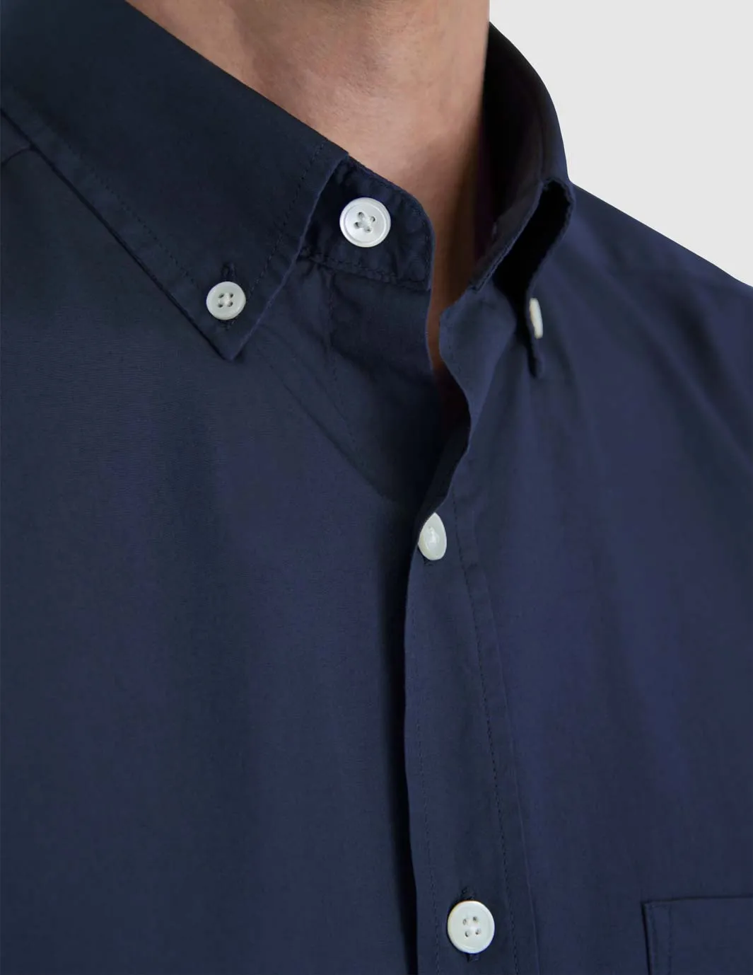 Organic Cotton Poplin Shirt-Navy