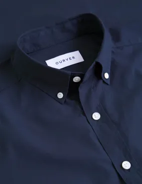 Organic Cotton Poplin Shirt-Navy