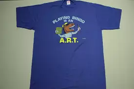 Playing Bingo Is An Art Donkey Ass Vintage Jerzees Russell Graphic Technics Spokane T-Shirt