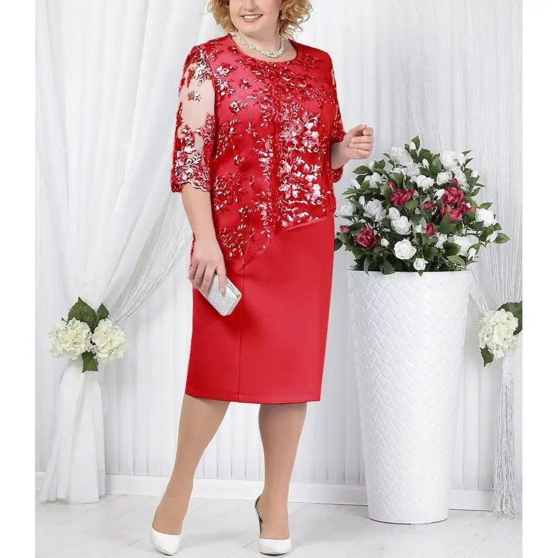 Plus Size Lace Women Dress MMt9