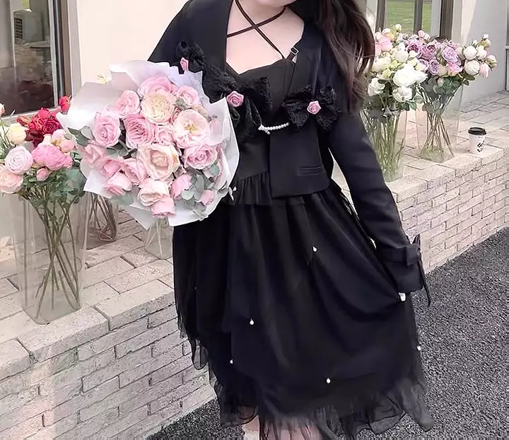 Plus size more kawaii romantic rose slip dress / suit