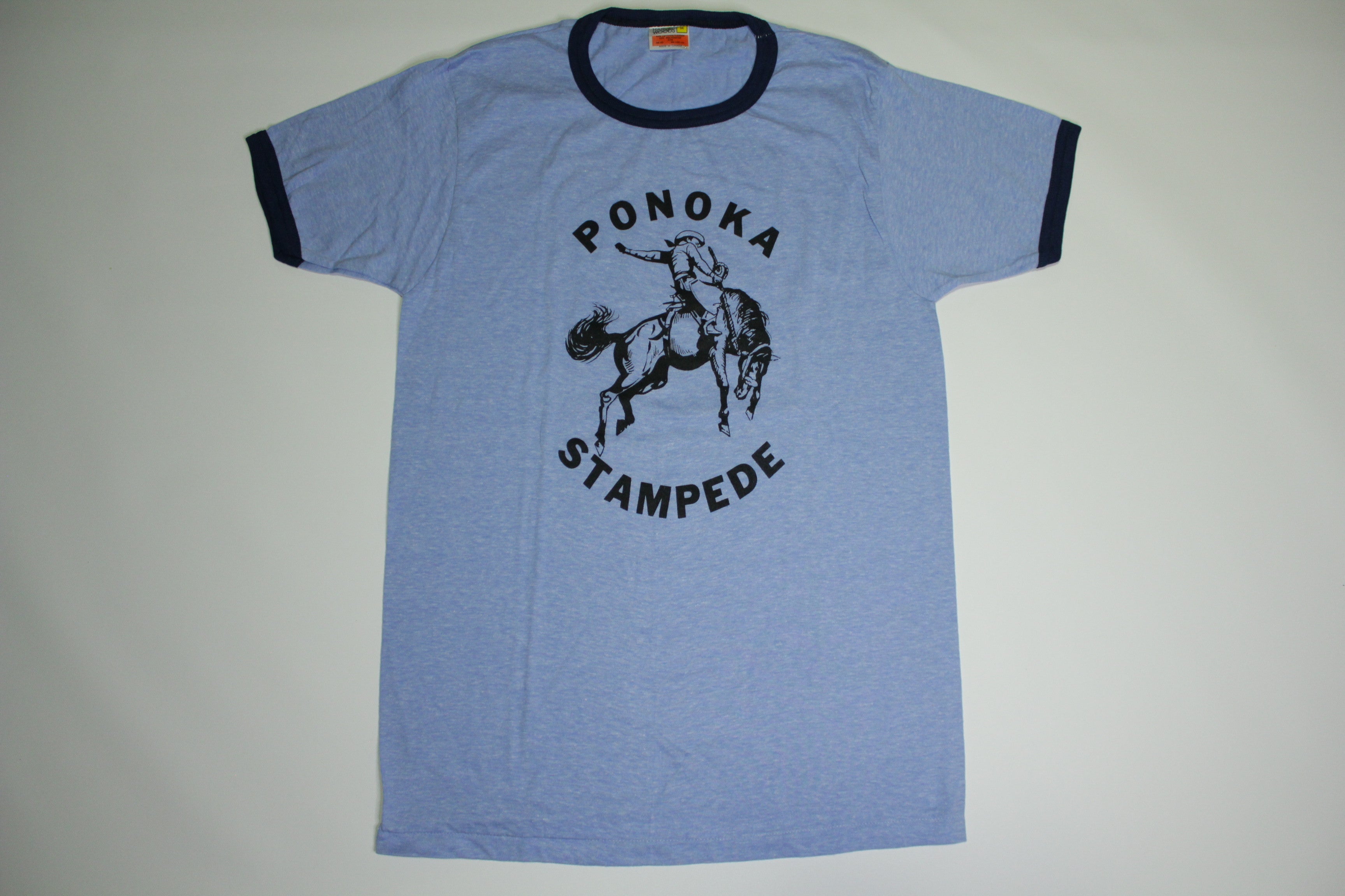 Ponoka Stampede Vintage Harvey Woods 80's Alberta Canada Rodeo Ringer T-Shirt