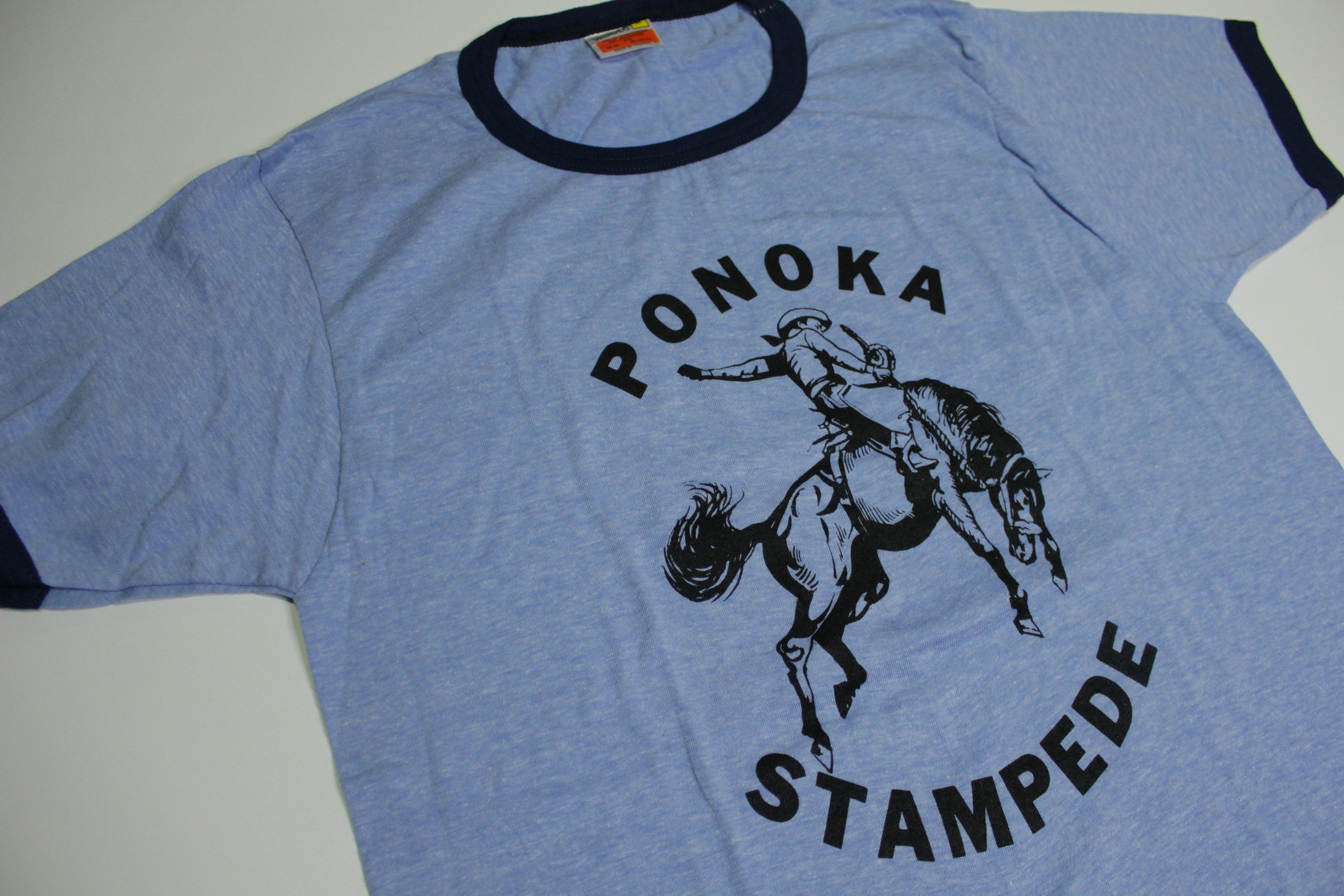 Ponoka Stampede Vintage Harvey Woods 80's Alberta Canada Rodeo Ringer T-Shirt