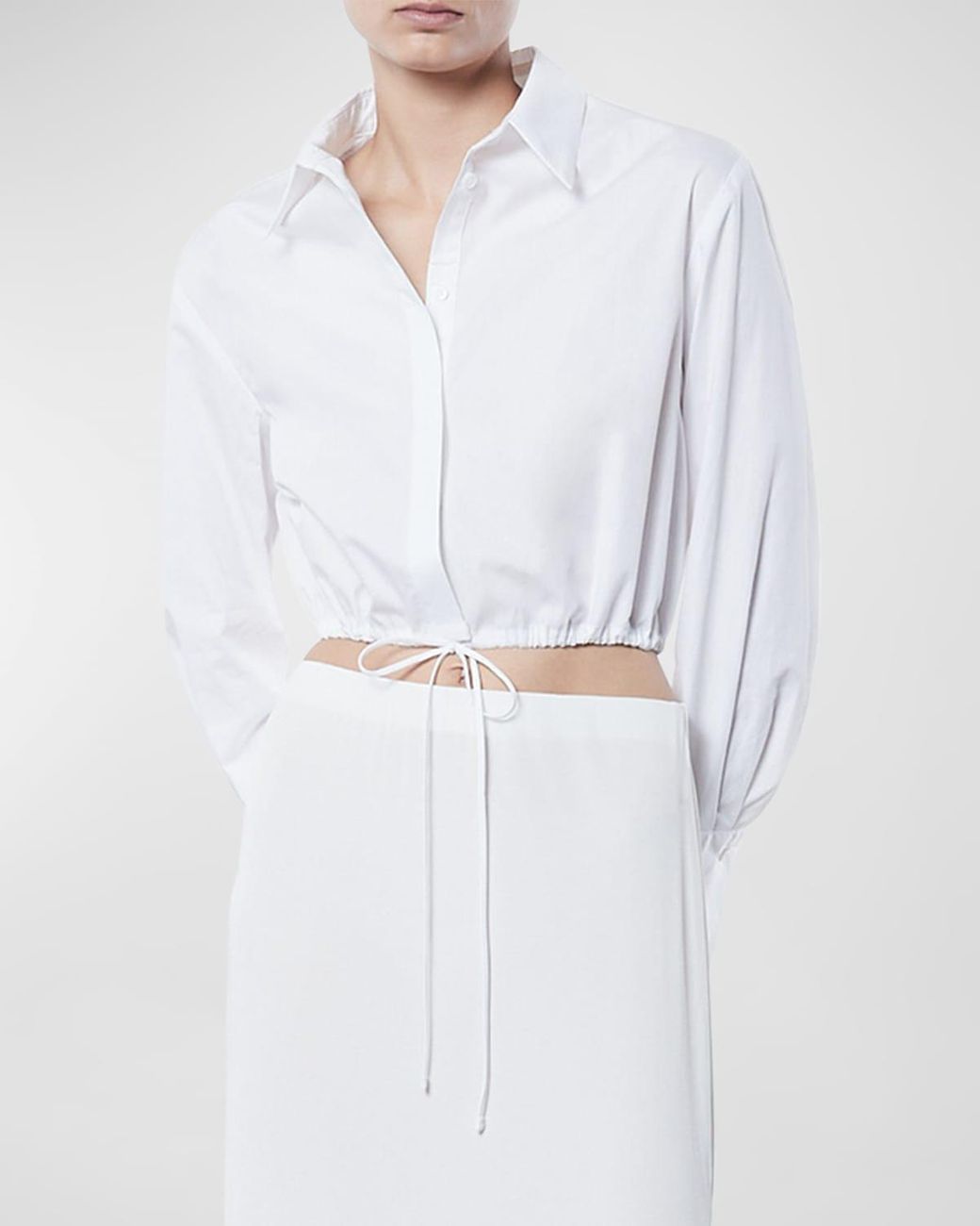 Poplin Drawcord Shirt - White