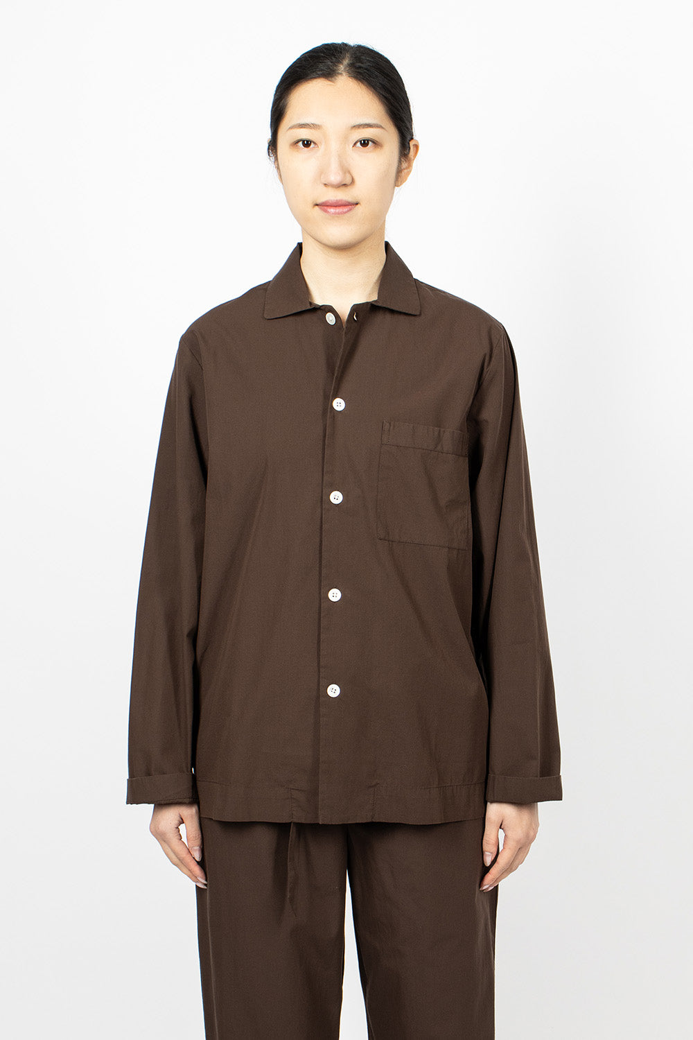 Poplin Pyjama Shirt Coffee