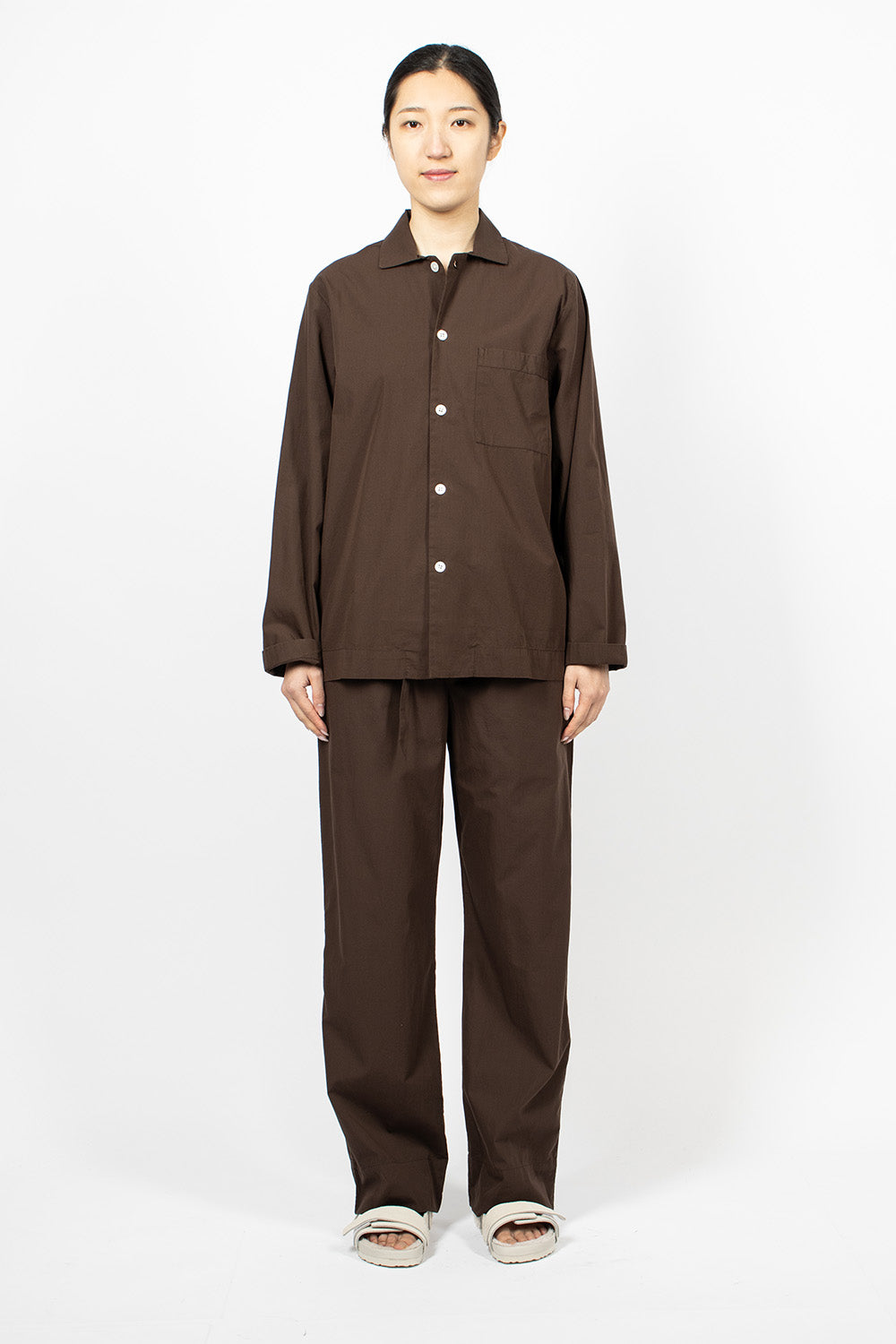 Poplin Pyjama Shirt Coffee