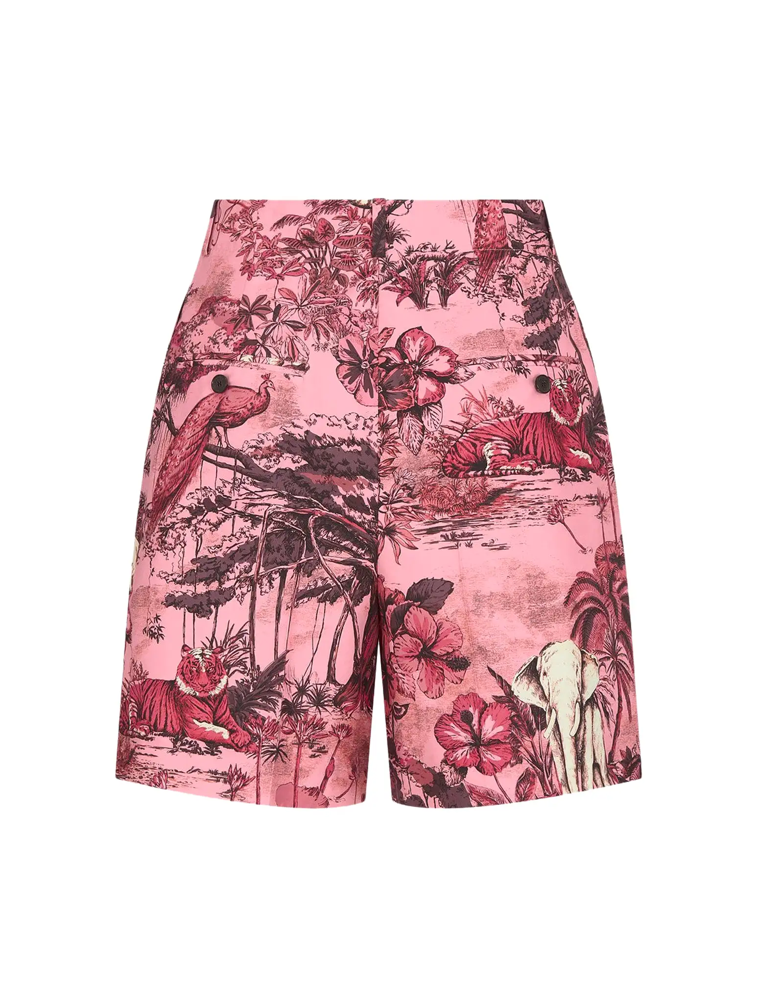 Poplin shorts in pink cotton and silk with Toile de Jouy Voya motif