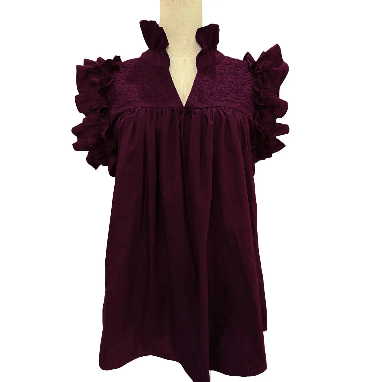 PRE-ORDER: Double Maroon Hummingbird Blouse (early August ship date)