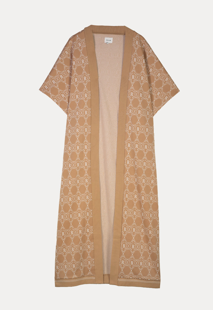 R Printed Pattern All Over Knitted Abaya