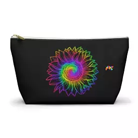 Rainbow Flower Black Makeup Bag