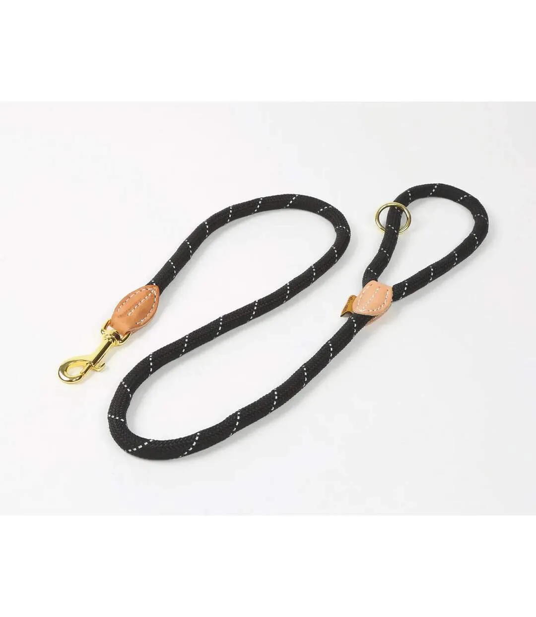 Reflective leather trim training dog lead one size black Digby & Fox