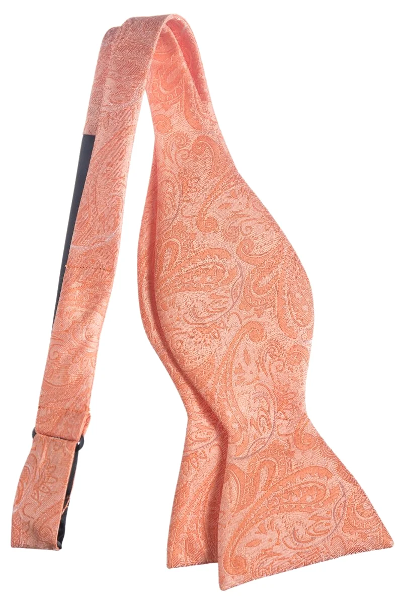 Self Tie Bow Tie with Adjustable Neck Strap of Paisley Jacquard