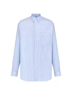 SHIRT Striped blue cotton poplin