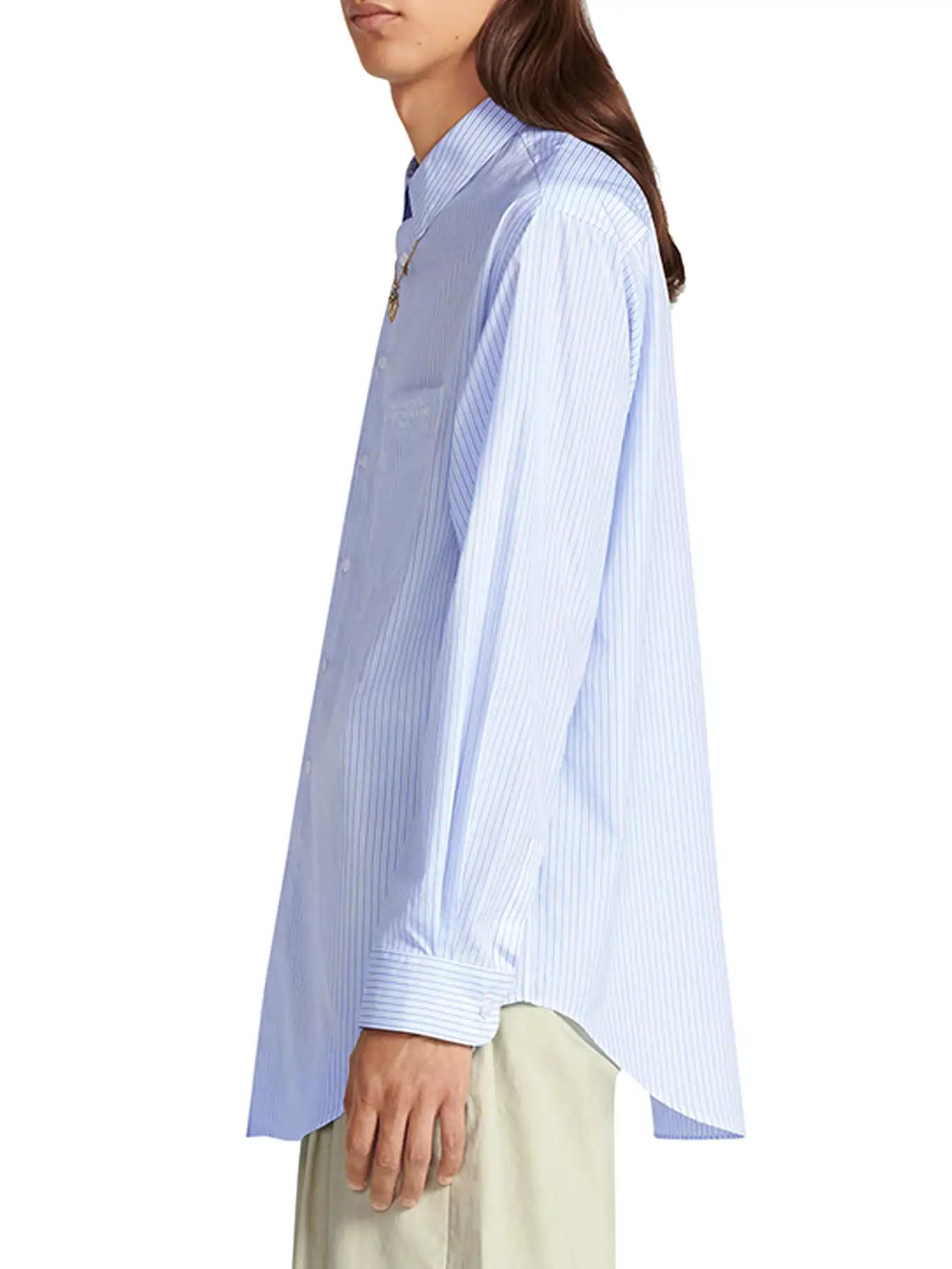 SHIRT Striped blue cotton poplin