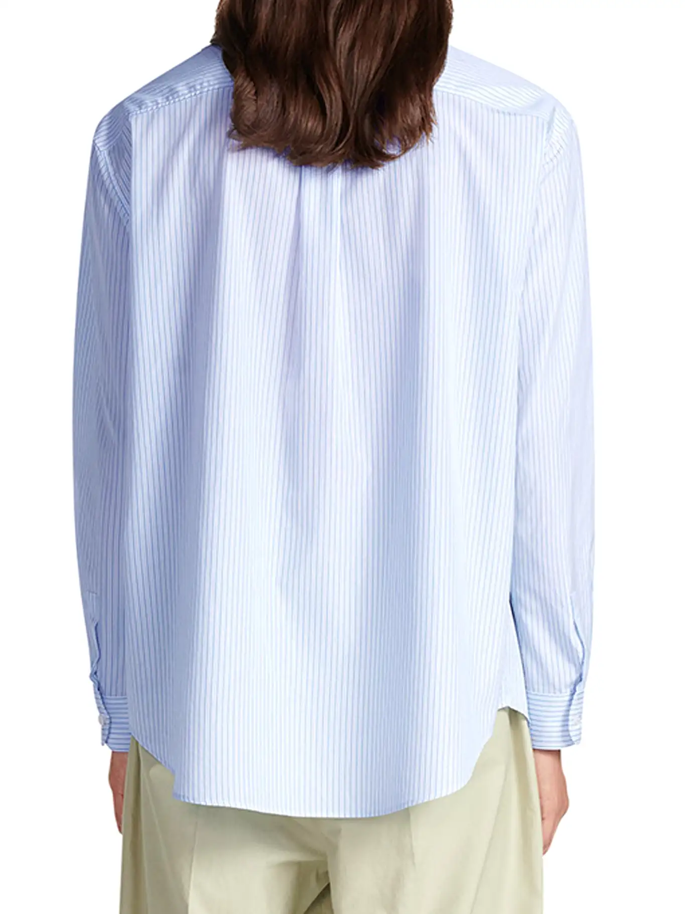 SHIRT Striped blue cotton poplin