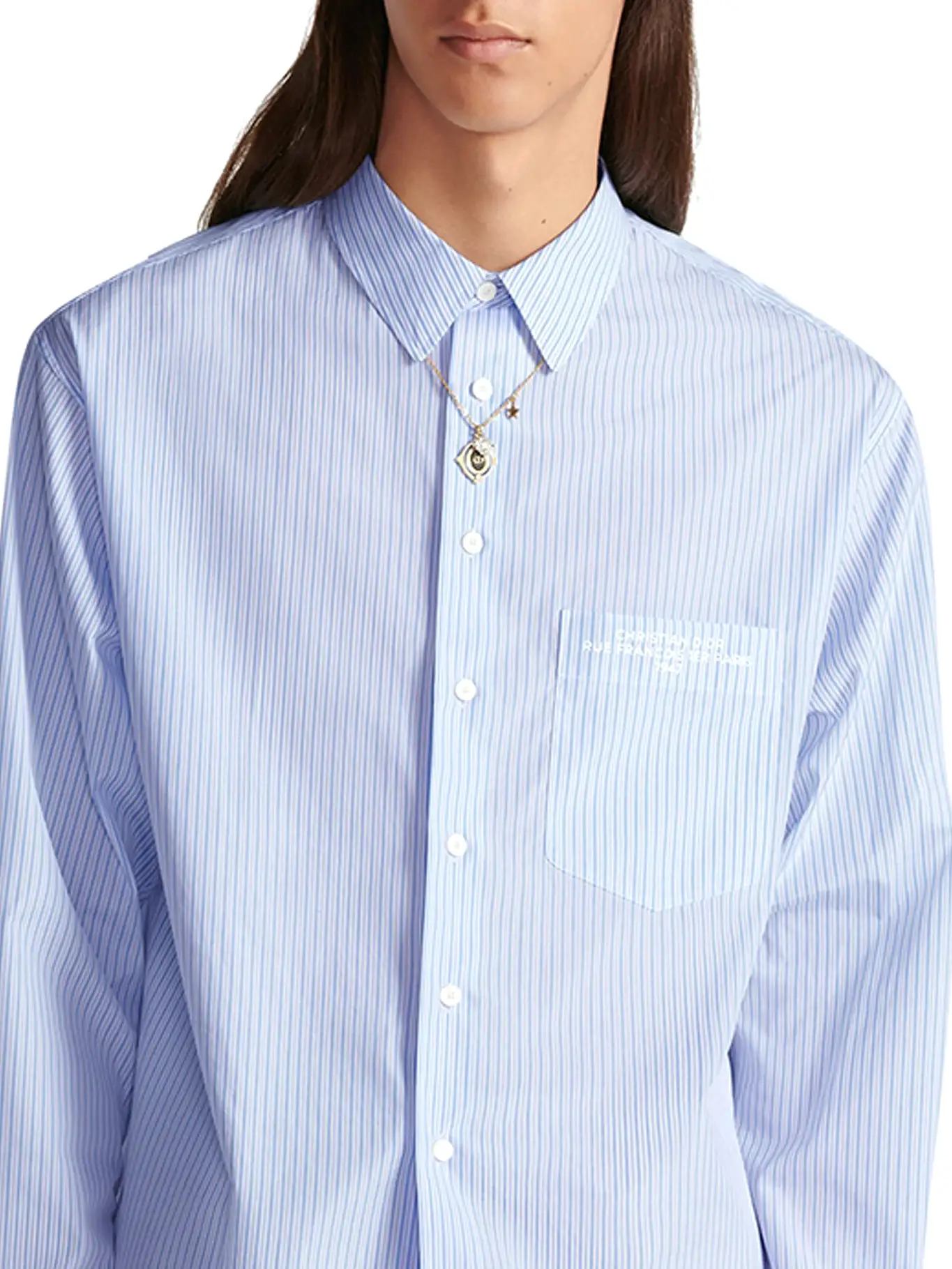 SHIRT Striped blue cotton poplin