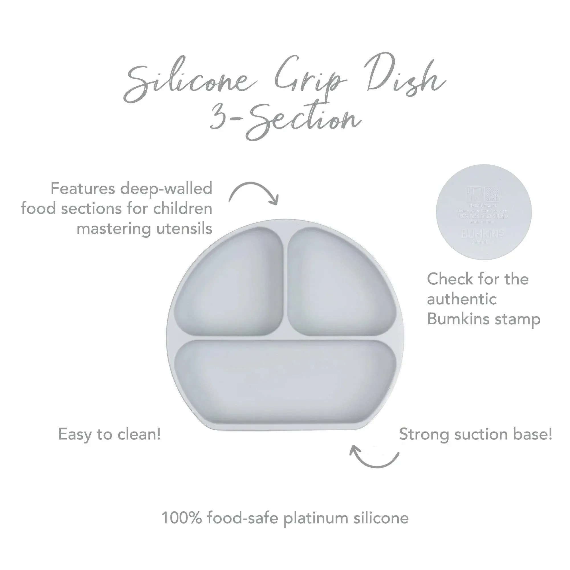 Silicone Grip Dish: Gray