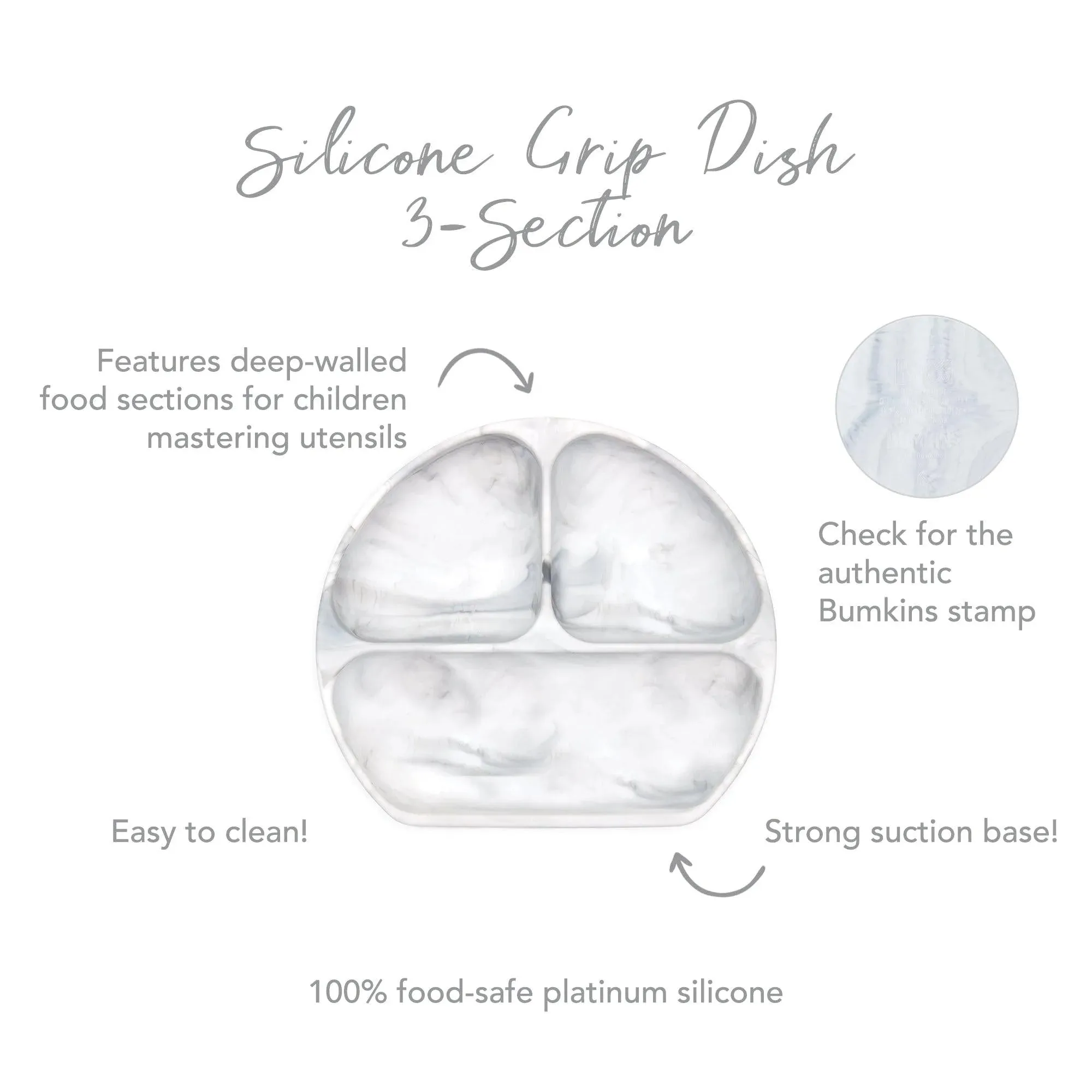 Silicone Grip Dish: Marble