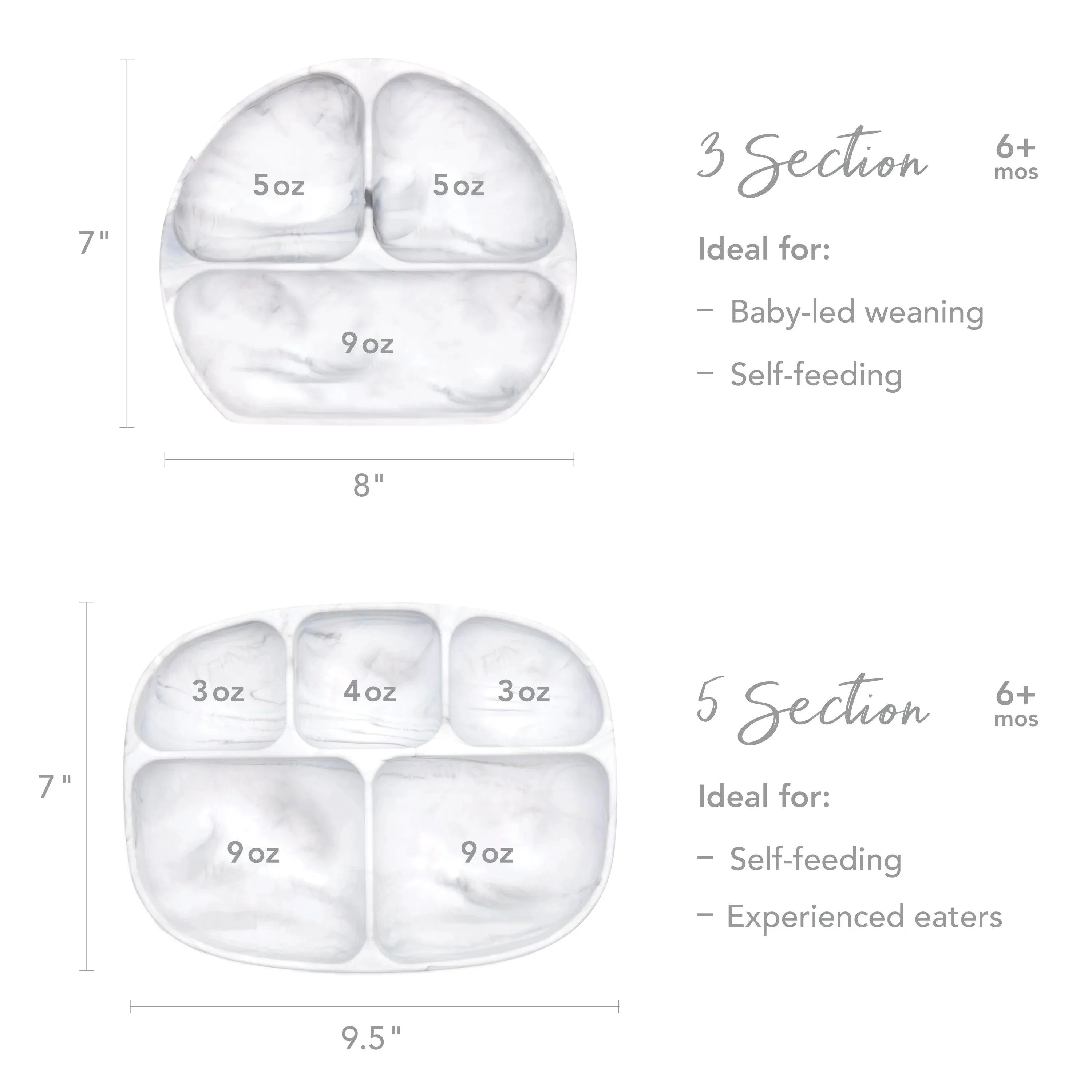 Silicone Grip Dish: Marble