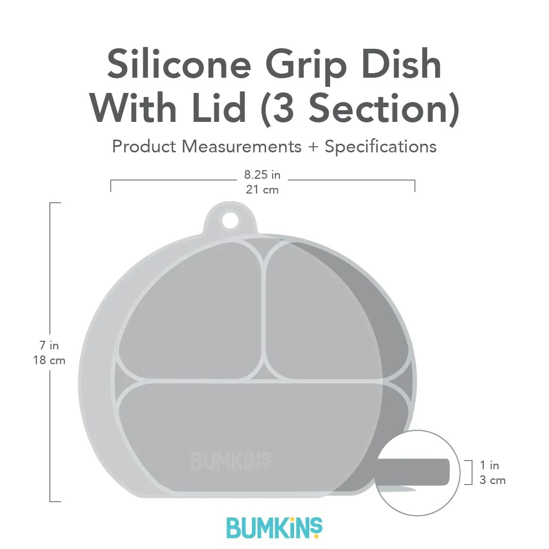 Silicone Grip Dish with Lid (3 Section): Blue