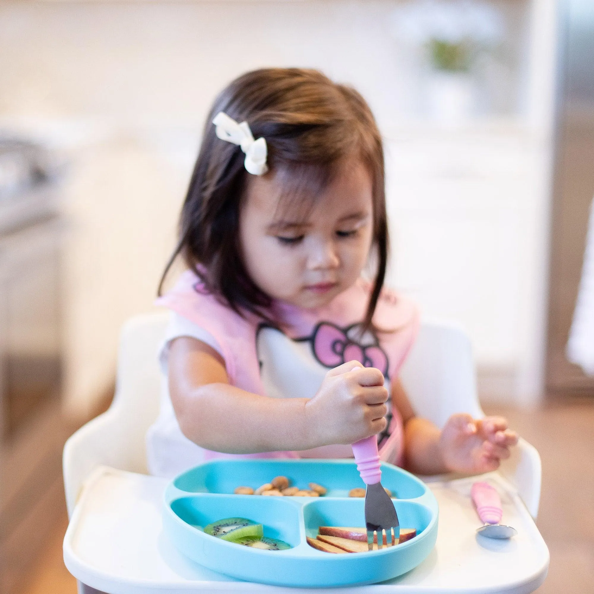 Silicone Grip Dish with Lid (3 Section): Blue