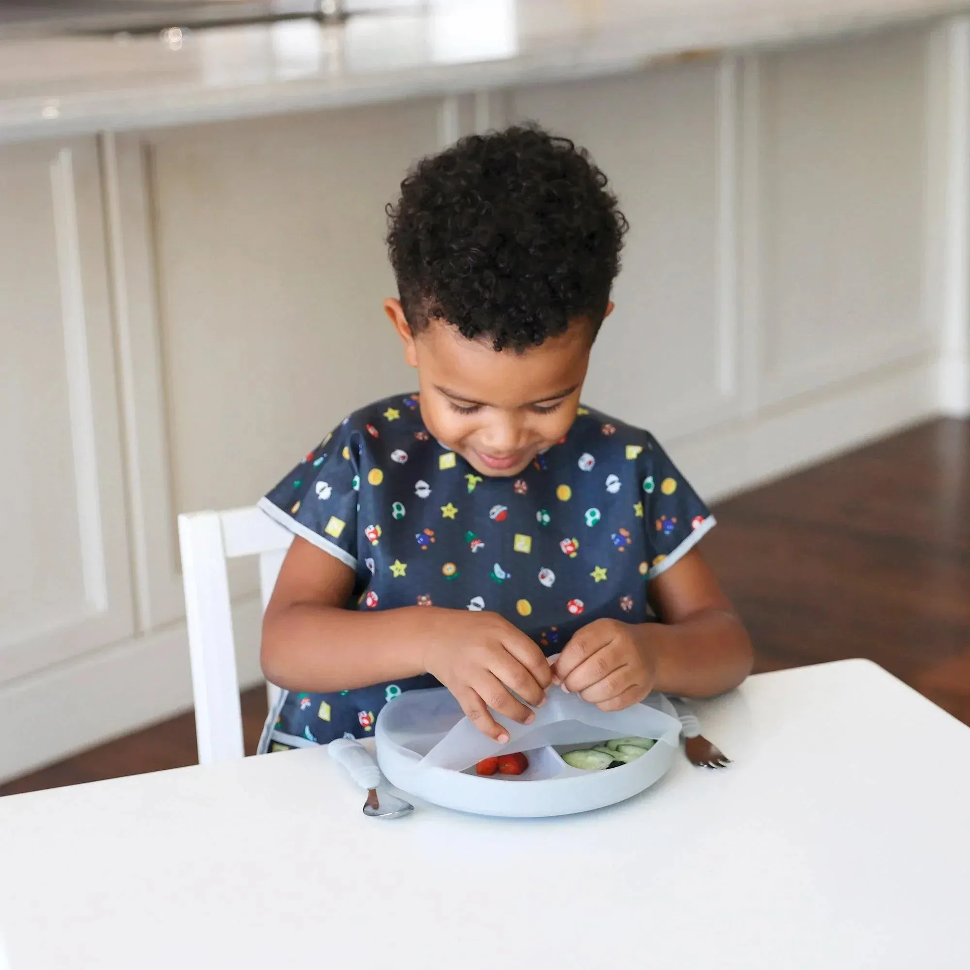 Silicone Grip Dish with Lid (3 Section): Gray