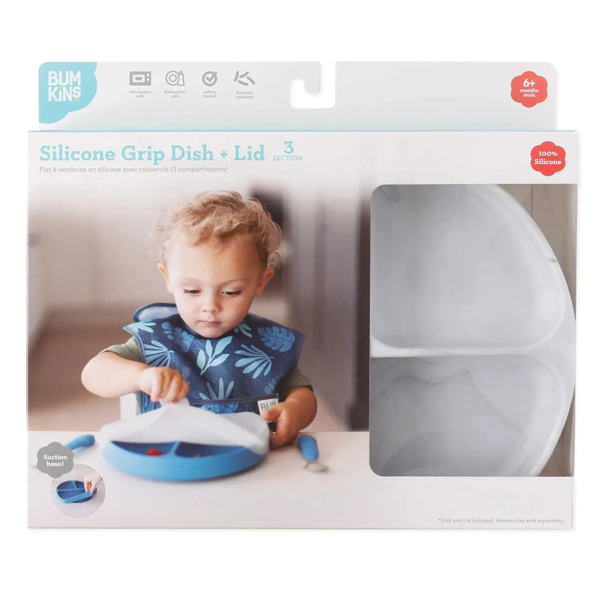 Silicone Grip Dish with Lid (3 Section): Marble