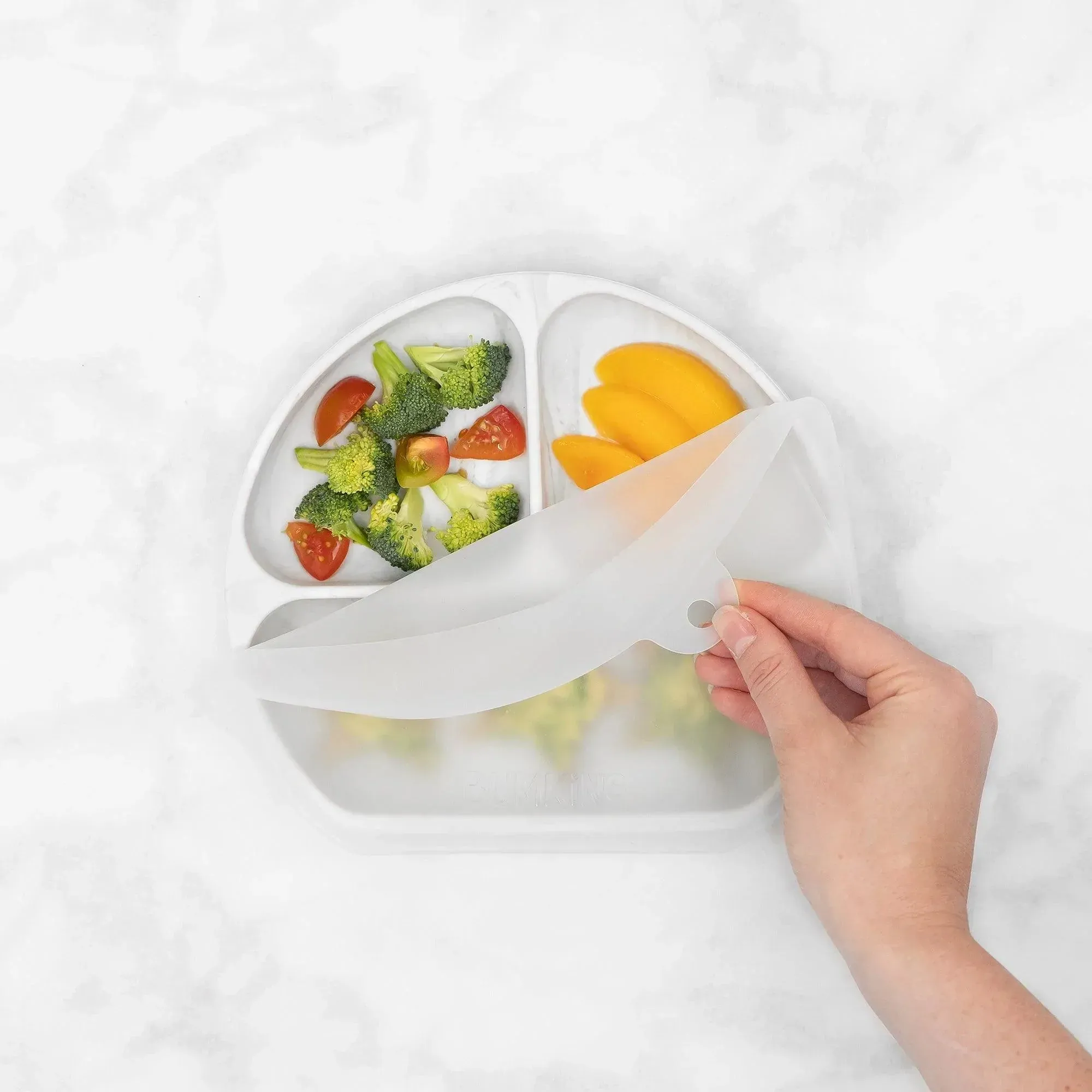 Silicone Grip Dish with Lid (3 Section): Marble