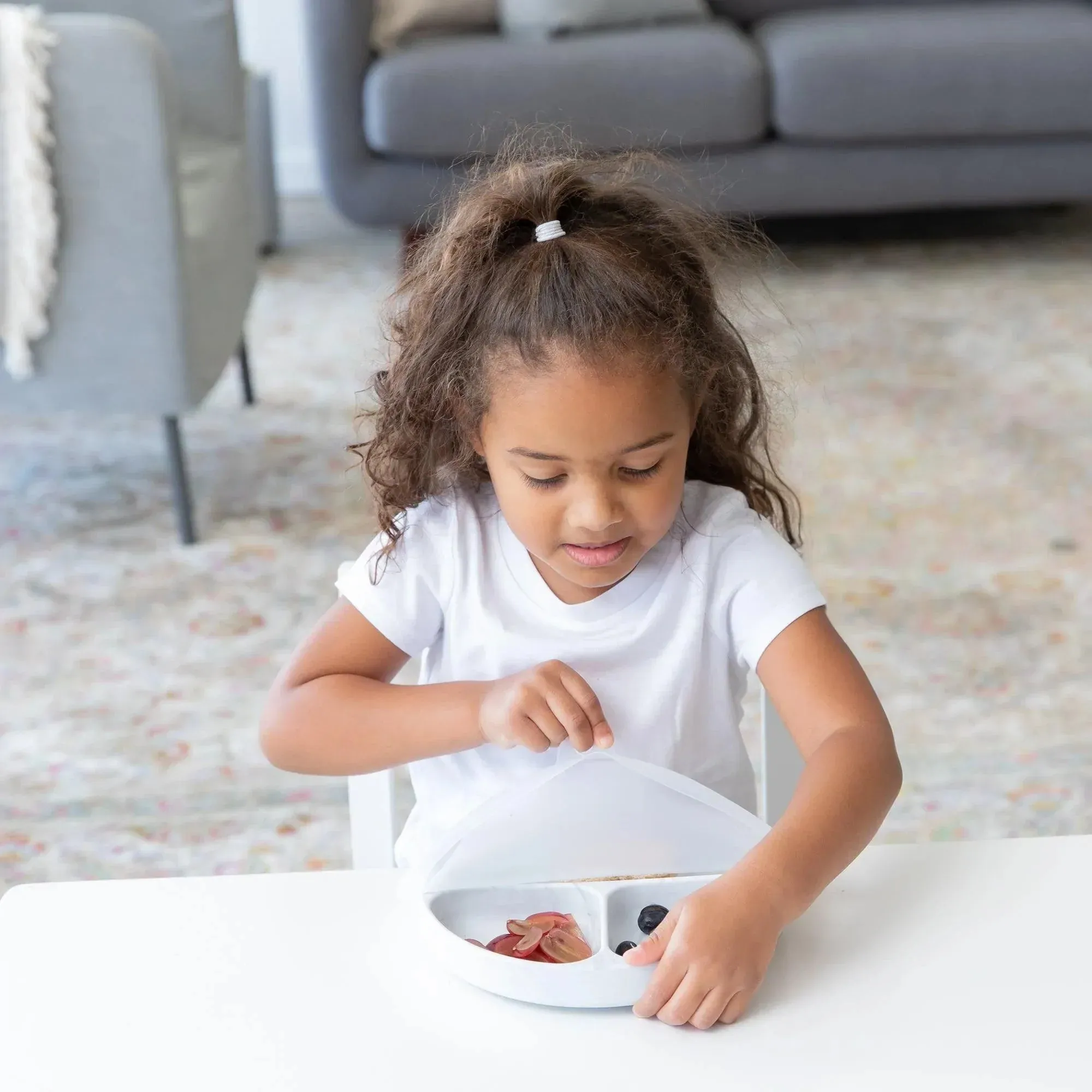 Silicone Grip Dish with Lid (3 Section): Marble