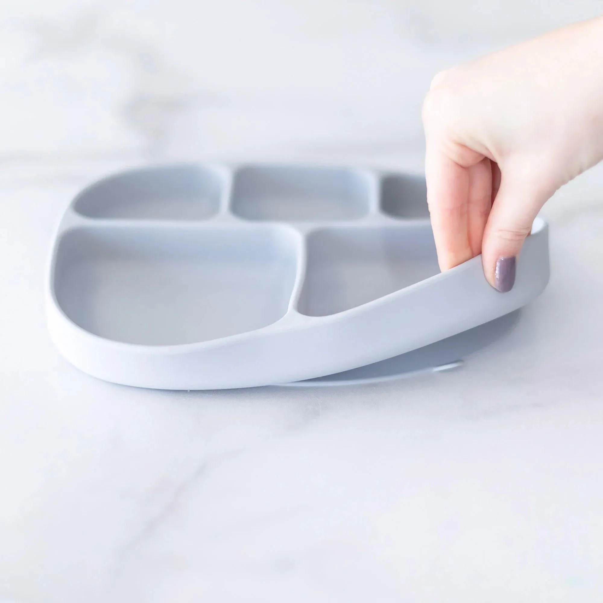 Silicone Grip Dish with Lid (5 Section): Gray