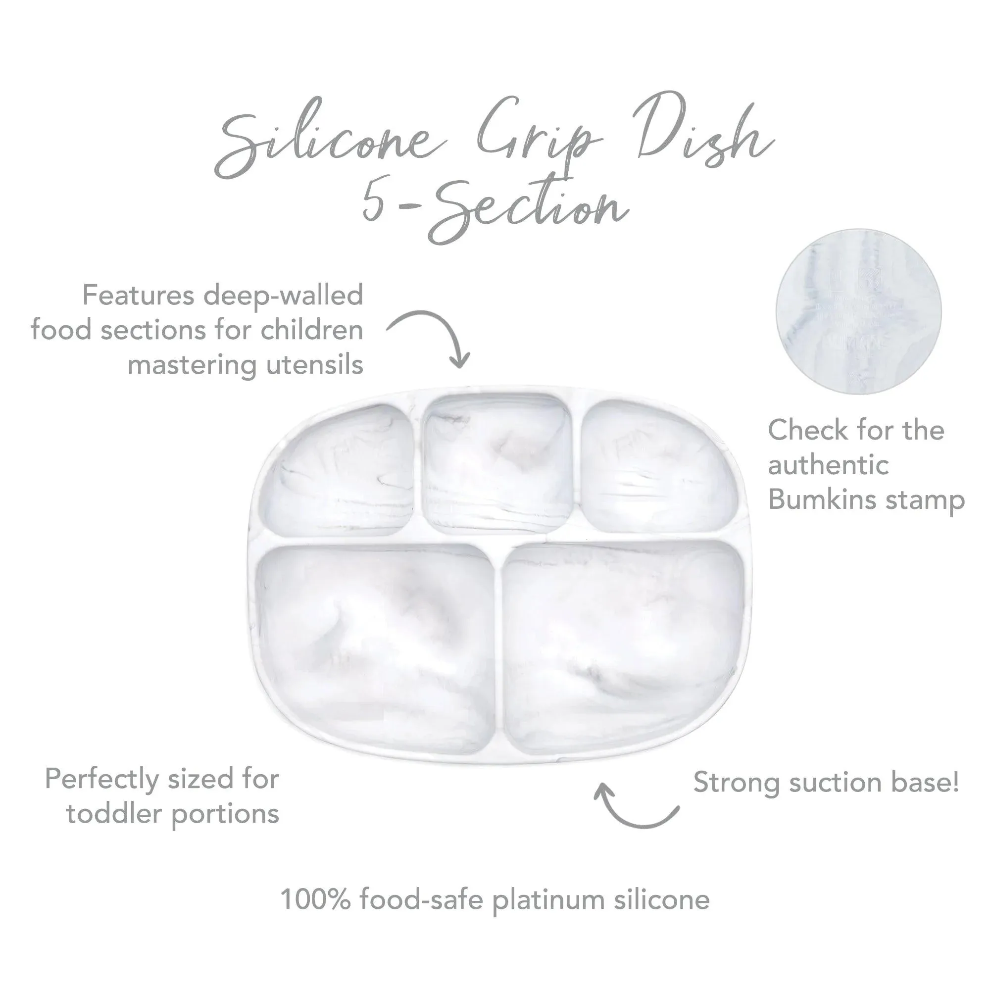 Silicone Grip Dish with Lid (5 Section): Marble