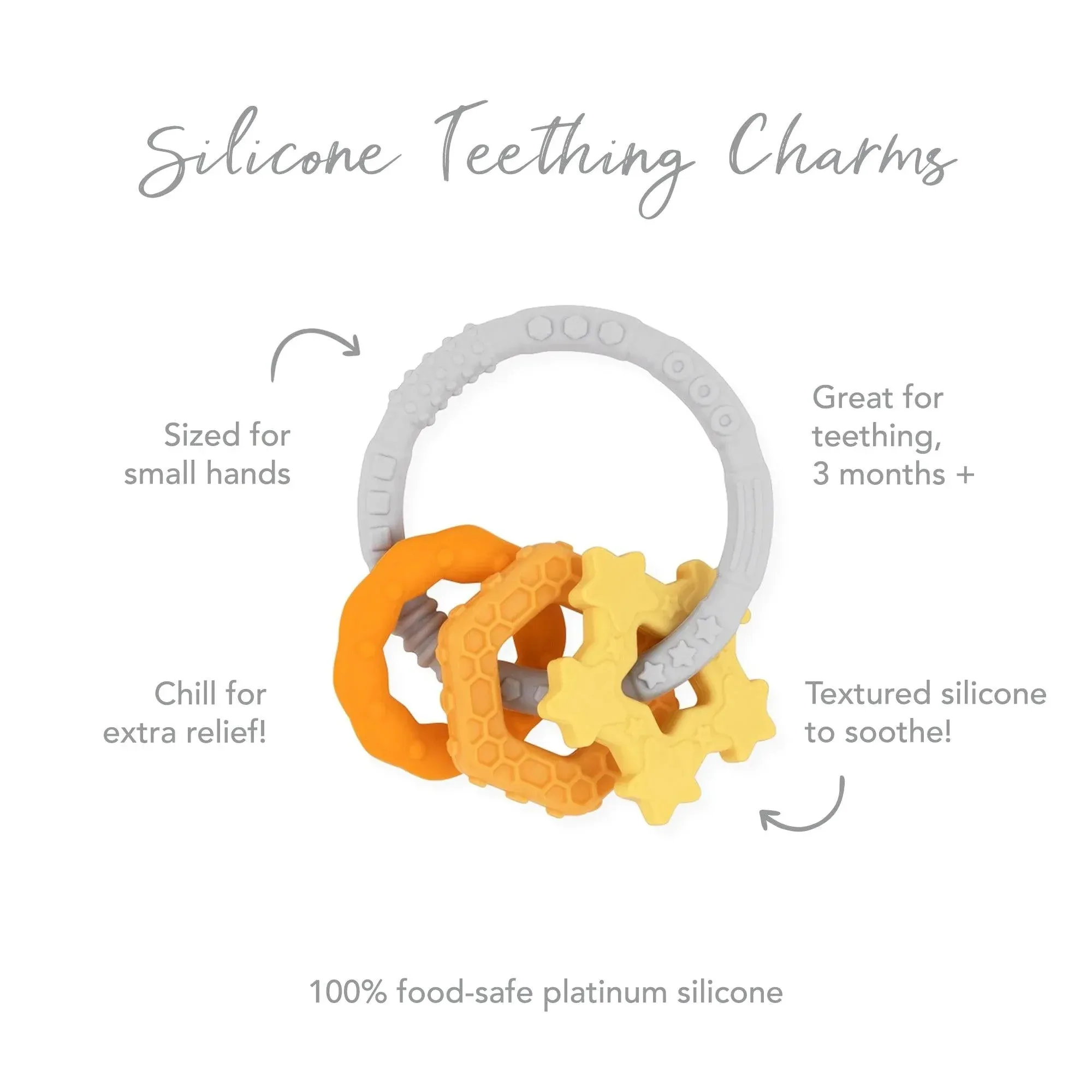 Silicone Teething Charms: Orange