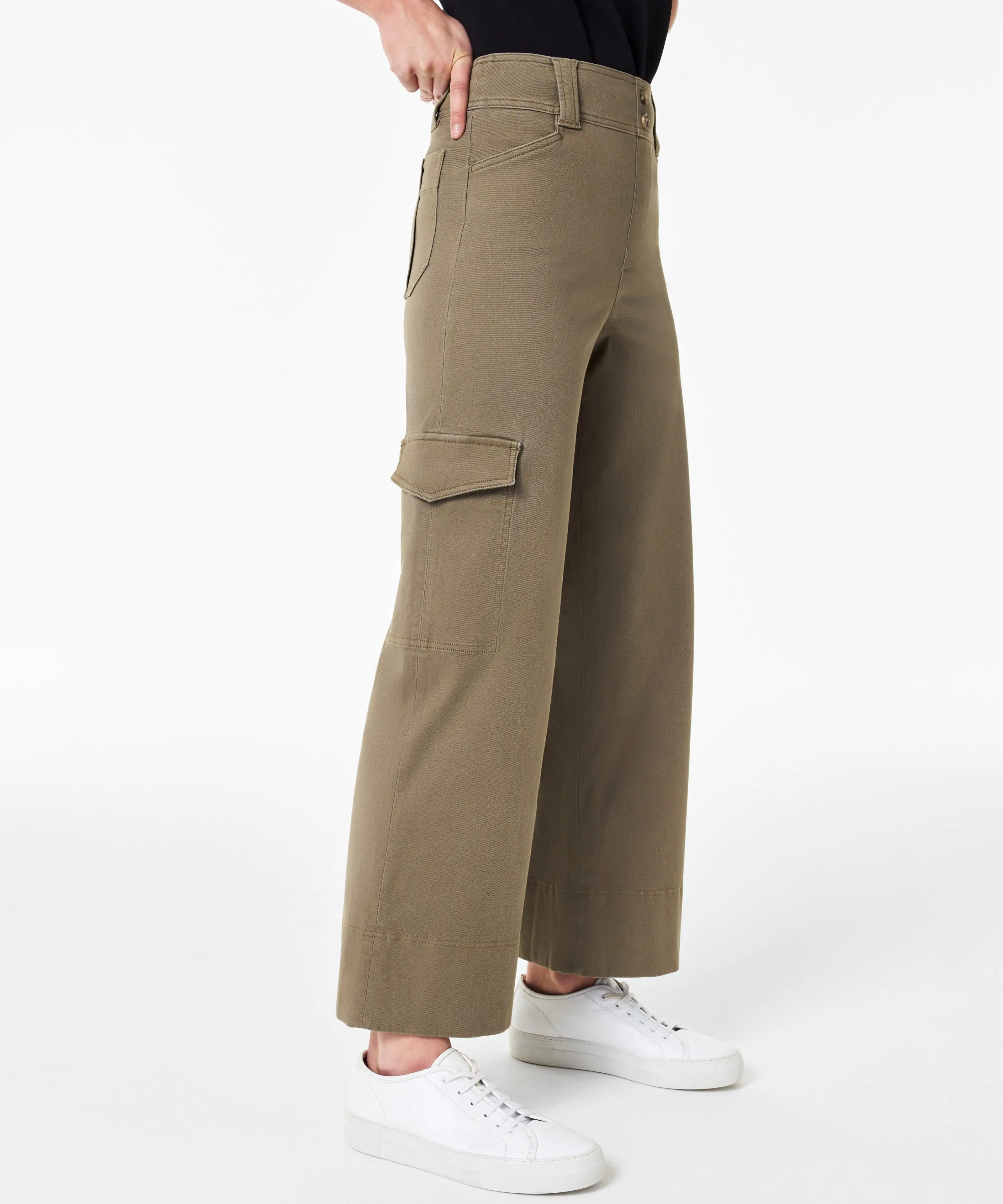 Spanx Stretch Twill Cropped Trouser - Tuscan Olive