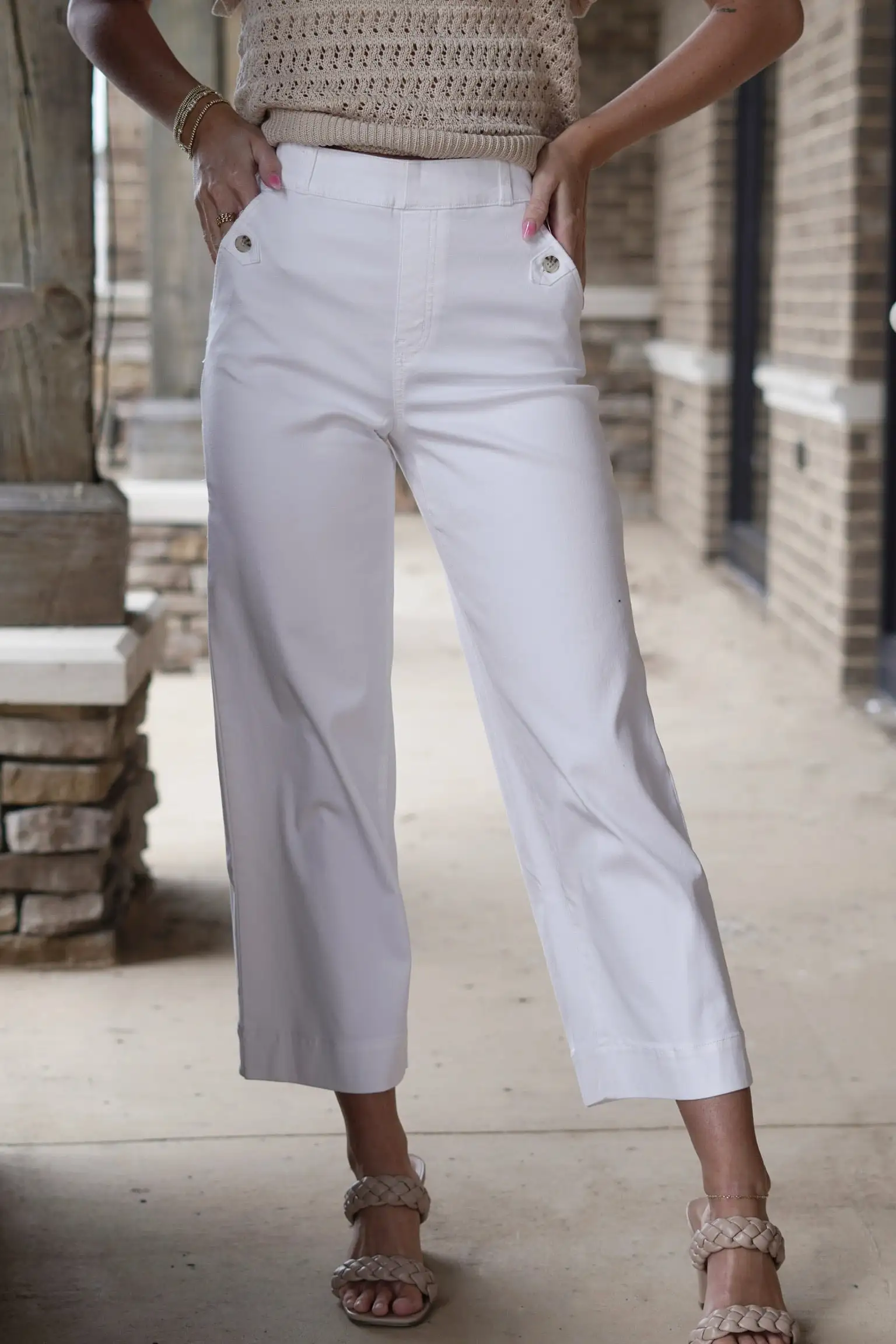 Spanx Stretch Twill Cropped Wide Leg Pants