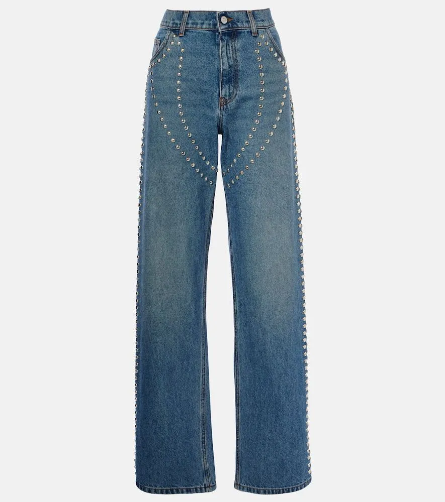 Stella McCartney Studded low-rise wide-leg jeans