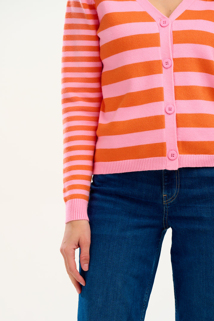 Sugarhill - Jennifer Cardigan  - Pink Red Stripe