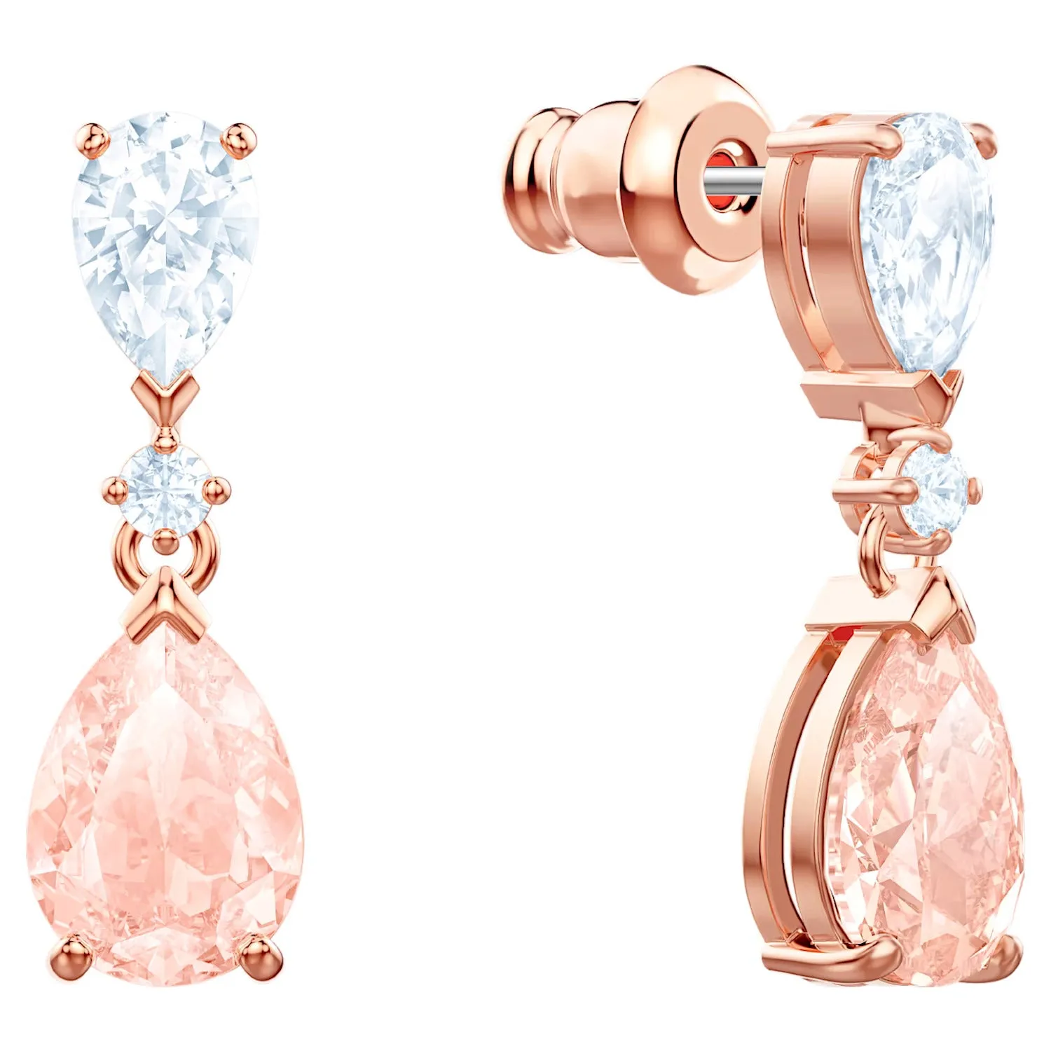 Swarovski VINTAGE Pierced Earrings Pink, Rose-gold tone, Small -5466888