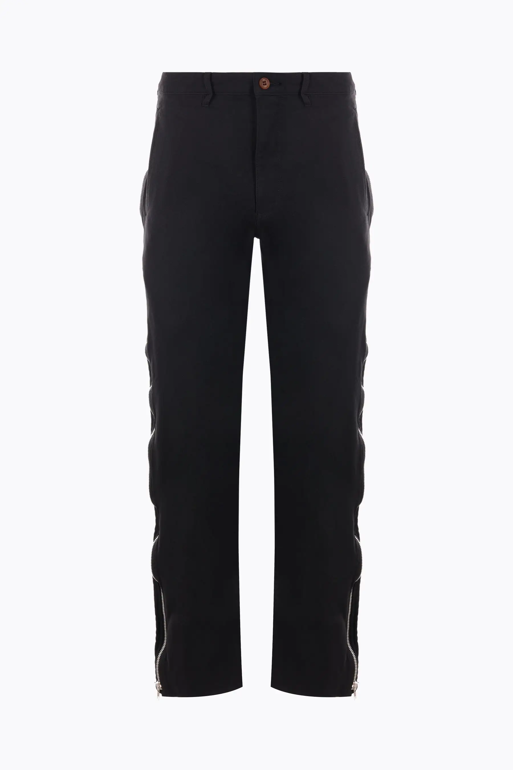 technical twill straight-leg pants with zip-up