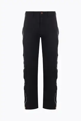 technical twill straight-leg pants with zip-up