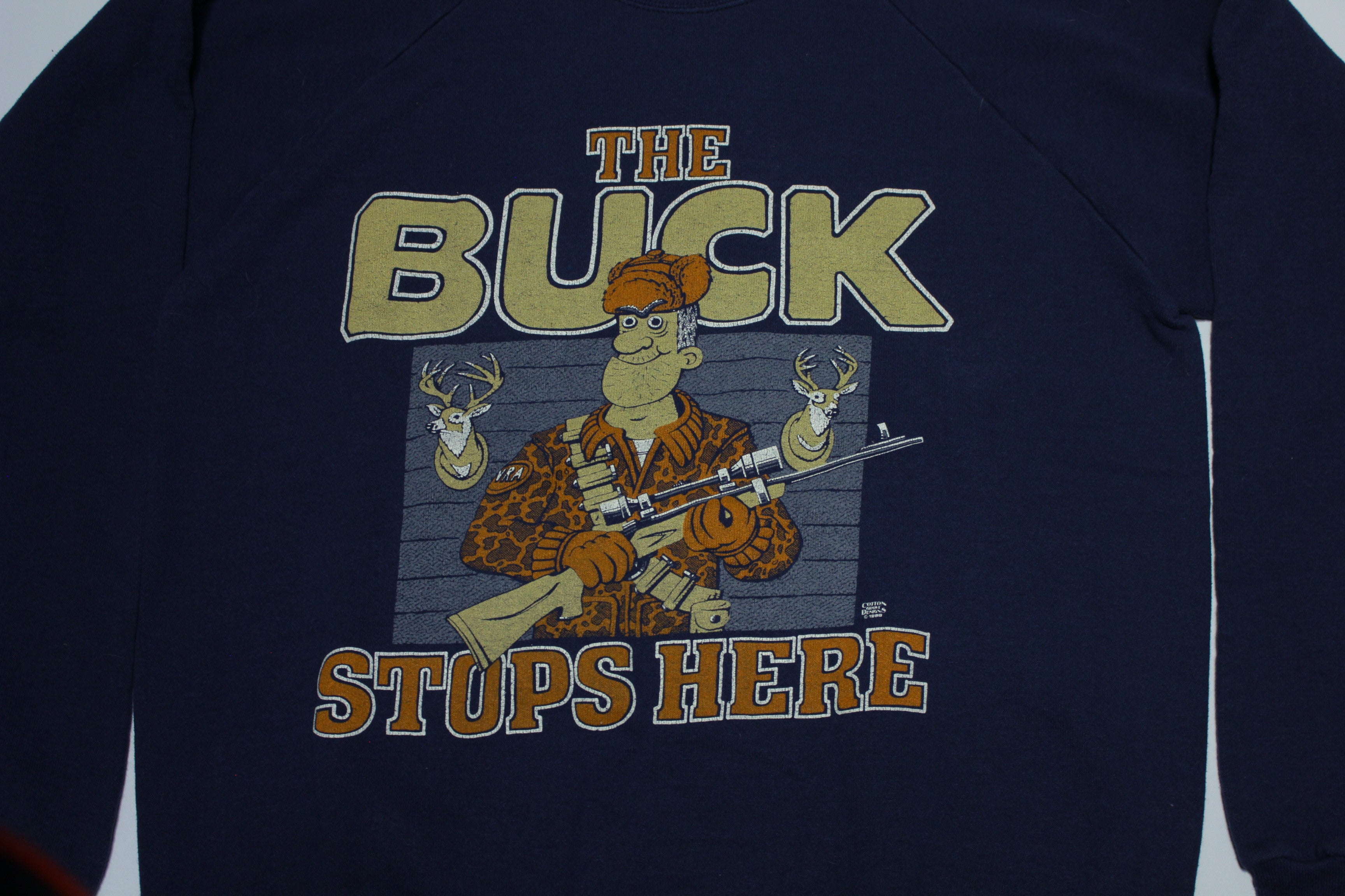 The Buck Stops Here Vintage 80s Cotton Grove Designs 1988 USA Crewneck Sweatshirt