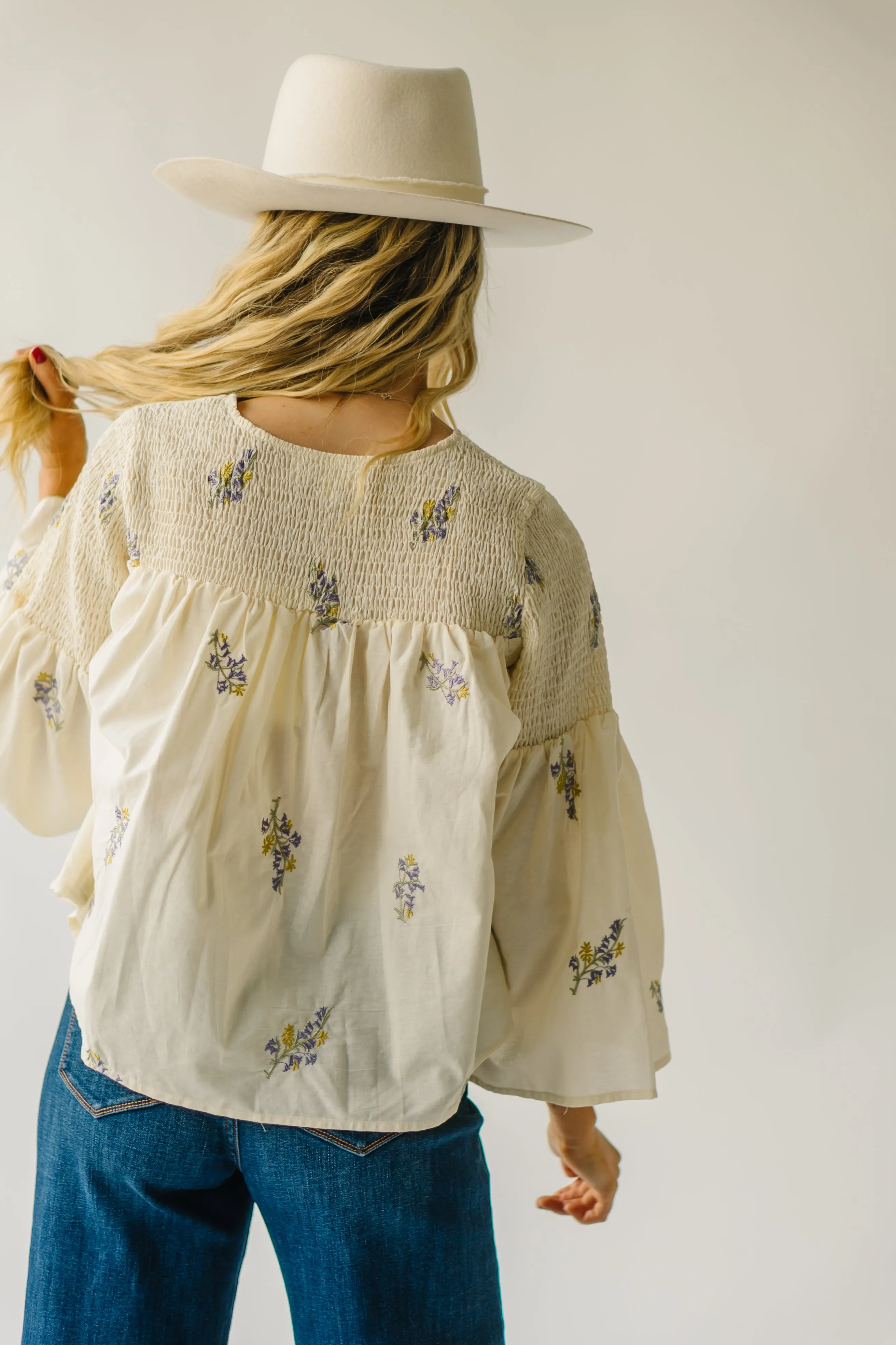 The Clayson Smocked Detail Blouse in Cream