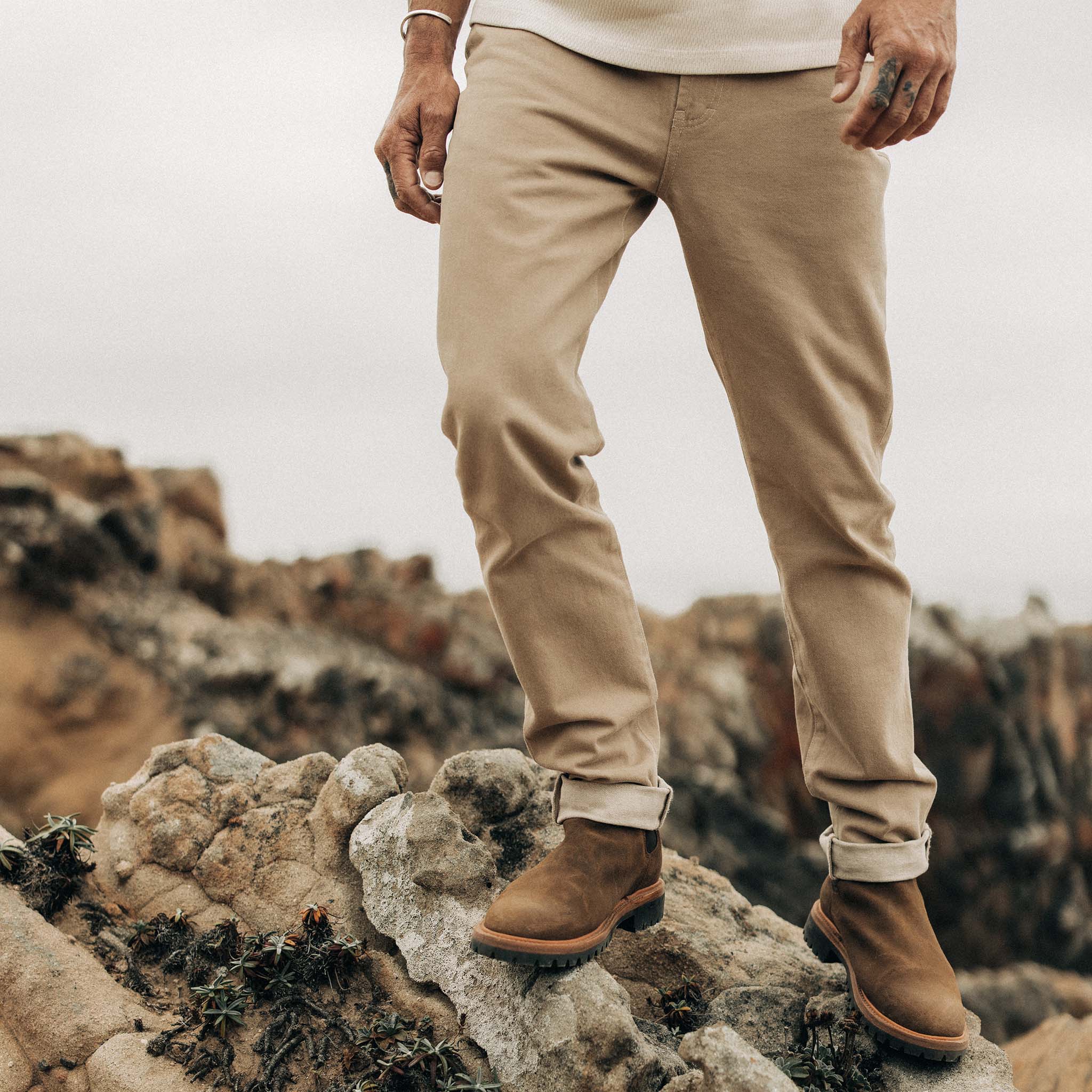 The Slim All Day Pant in Light Khaki Broken Twill