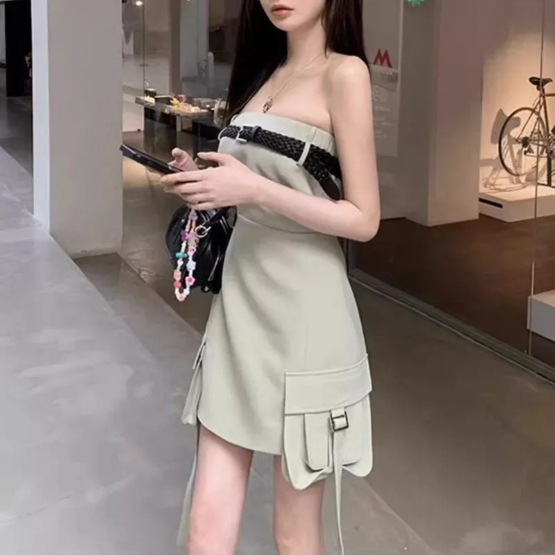 Trendy Ladies Braided Belt Slim Suit Dress