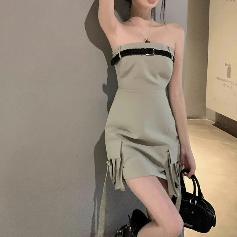 Trendy Ladies Braided Belt Slim Suit Dress