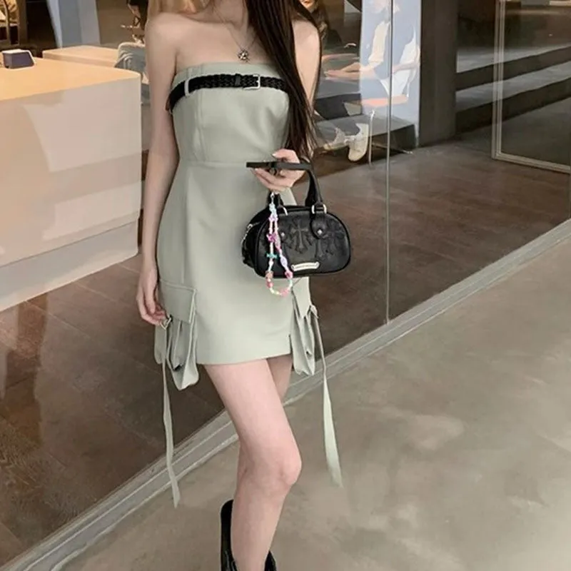 Trendy Ladies Braided Belt Slim Suit Dress