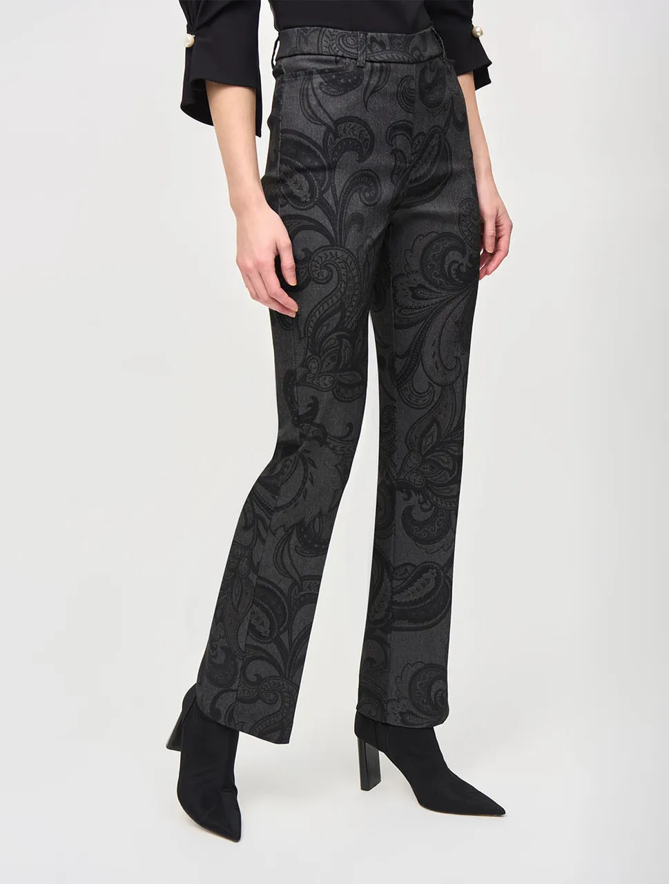 Twill Paisley Print Flared Pull On Pants | Joseph Ribkoff