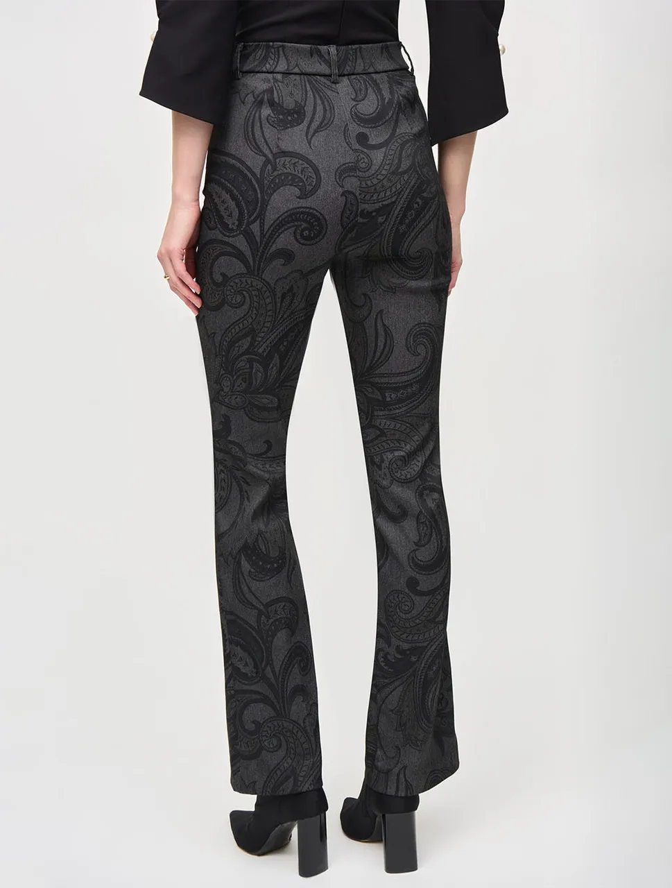 Twill Paisley Print Flared Pull On Pants | Joseph Ribkoff