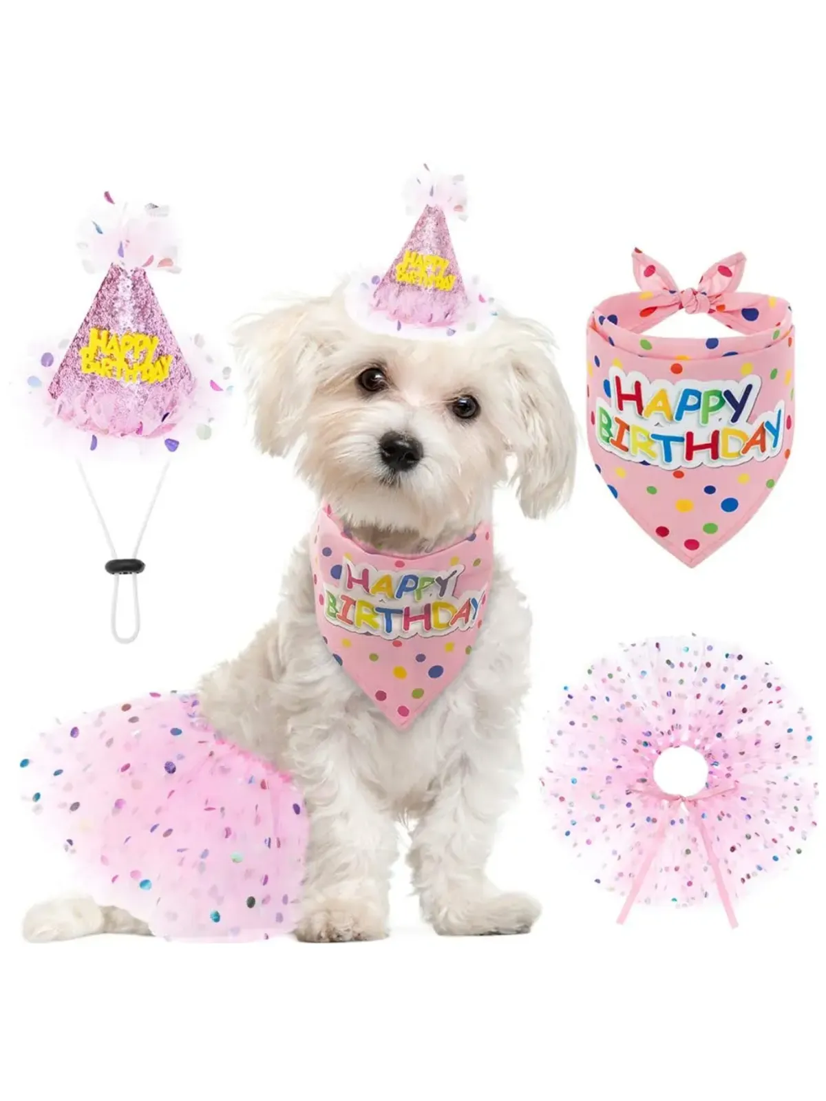 Ultimate Pet Birthday Celebration Kit - Festive Ensemble with Skirt, Hat, and Bowtie for Dogs and Cats