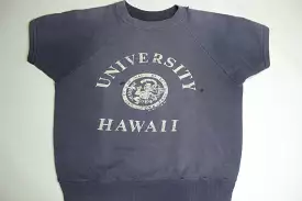 University of Hawaii Vintage 60's Short Banded Sleeve Crewneck Collegiate Sweatshirt